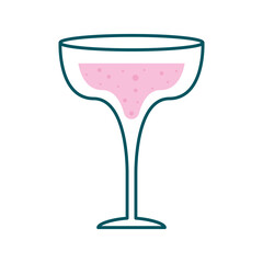 margarita cocktail glass cup line and fill style icon design, Alcohol drink bar and beverage theme Vector illustration