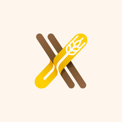 Letter X logo with negative space wheat.