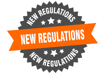 new regulations round isolated ribbon label. new regulations sign