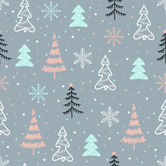 Vector seamless pattern of christmas tree.Vector illustration