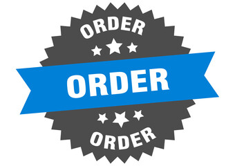 order round isolated ribbon label. order sign