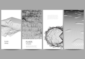 Vector layout of flyer, banner templates for website advertising design, vertical flyer design, website decoration. Abstract 3d digital backgrounds for futuristic minimal technology concept design.
