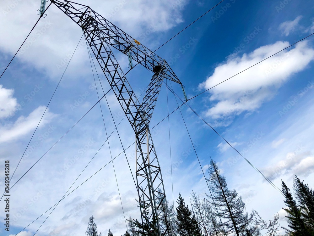 Wall mural high voltage power lines