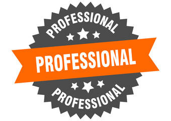 professional round isolated ribbon label. professional sign