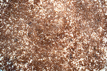 background of homemade cake sprinkled with chocolate.