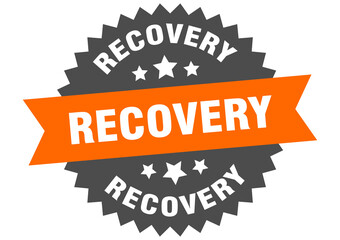 recovery round isolated ribbon label. recovery sign