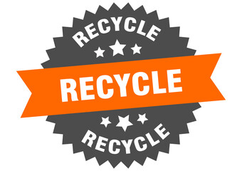 recycle round isolated ribbon label. recycle sign
