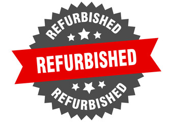 refurbished round isolated ribbon label. refurbished sign