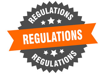 regulations round isolated ribbon label. regulations sign