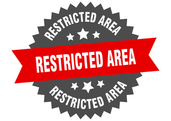 restricted area round isolated ribbon label. restricted area sign