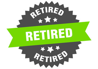 retired round isolated ribbon label. retired sign