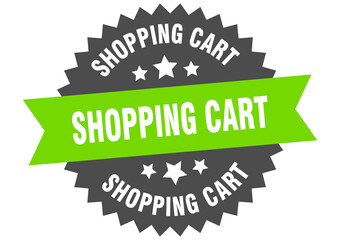 shopping cart round isolated ribbon label. shopping cart sign