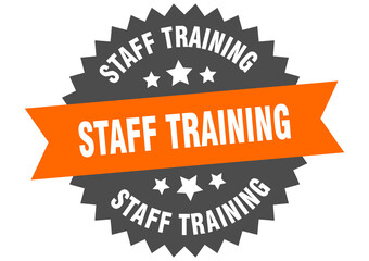 staff training round isolated ribbon label. staff training sign