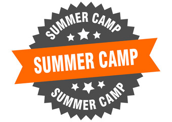 summer camp round isolated ribbon label. summer camp sign