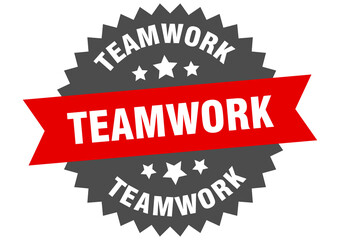 teamwork round isolated ribbon label. teamwork sign