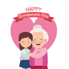 happy grandparents day card with grandmother and granddaughter