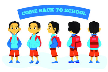 Cartoon School Kids Clipart,  Illustration of school children cartoon, Cartoon happy school children