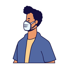 young man wearing medical mask character