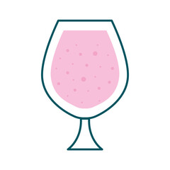 cognac glass cup line and fill style icon design, Alcohol drink bar and beverage theme Vector illustration