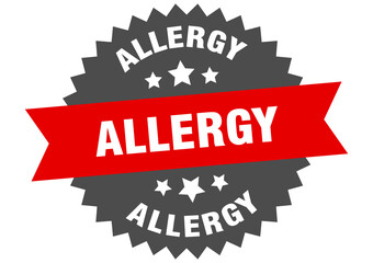 allergy round isolated ribbon label. allergy sign