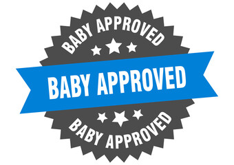 baby approved round isolated ribbon label. baby approved sign