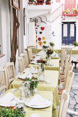 Wedding table setting Mykonos Greece