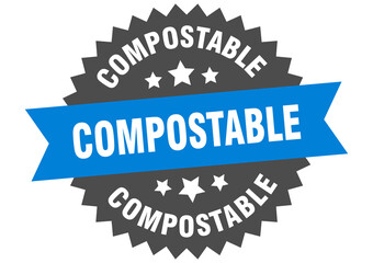 compostable round isolated ribbon label. compostable sign