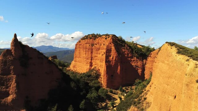 Las Medulas. Roman gold mine in Leon,Spain  Aerial Drone Footage. UNESCO World  Heritage Site
