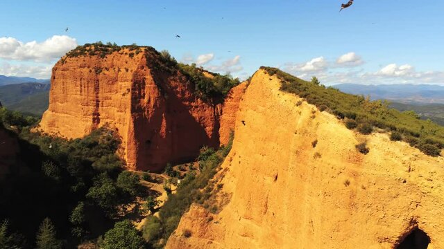 Las Medulas. Roman gold mine in Leon,Spain  Aerial Drone Footage. UNESCO World  Heritage Site