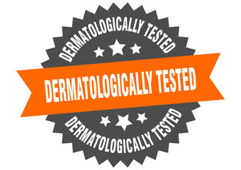 dermatologically tested round isolated ribbon label. dermatologically tested sign