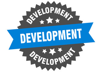 development round isolated ribbon label. development sign