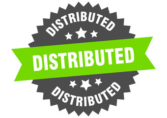 distributed round isolated ribbon label. distributed sign