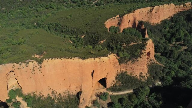 Las Medulas. Roman gold mine in Leon,Spain  Aerial Drone Footage. UNESCO World  Heritage Site