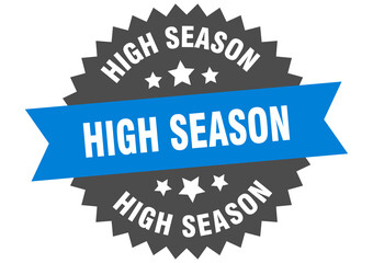 high season round isolated ribbon label. high season sign