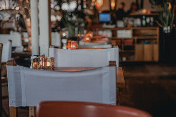 cozy interior in a cafe in pastel colors