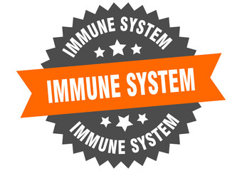 immune system round isolated ribbon label. immune system sign