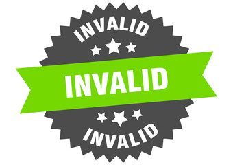 invalid round isolated ribbon label. invalid sign