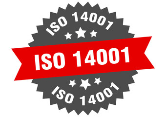 iso 14001 round isolated ribbon label. iso 14001 sign
