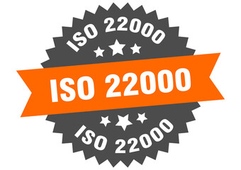 iso 22000 round isolated ribbon label. iso 22000 sign