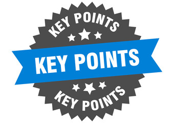 key points round isolated ribbon label. key points sign