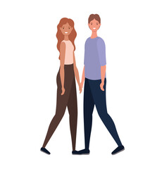 Isolated couple of woman and man avatars cartoons design, Person people and human theme Vector illustration