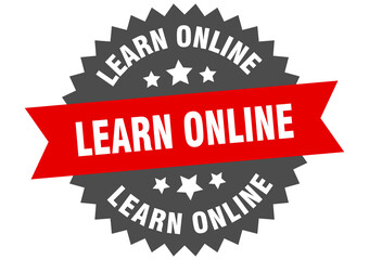 learn online round isolated ribbon label. learn online sign