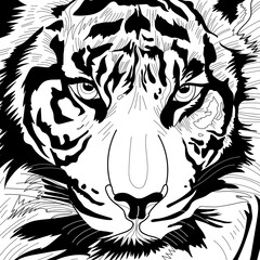 Ttiger head tattoo. Coloring page. Vector illustration 