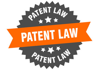 patent law round isolated ribbon label. patent law sign