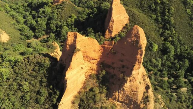 Las Medulas. Roman gold mine in Leon,Spain  Aerial Drone Footage. UNESCO World  Heritage Site