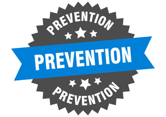 prevention round isolated ribbon label. prevention sign