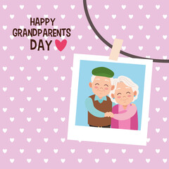 happy grandparents day card with old couple in photo