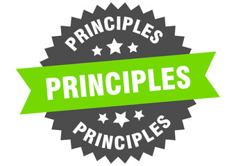 principles round isolated ribbon label. principles sign