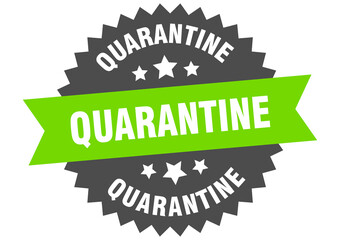 quarantine round isolated ribbon label. quarantine sign