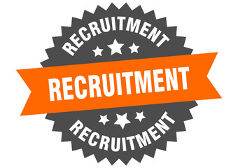 recruitment round isolated ribbon label. recruitment sign